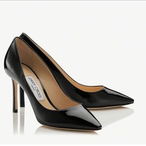 Romy  Black Patent Leather Pointy Toe Pumps